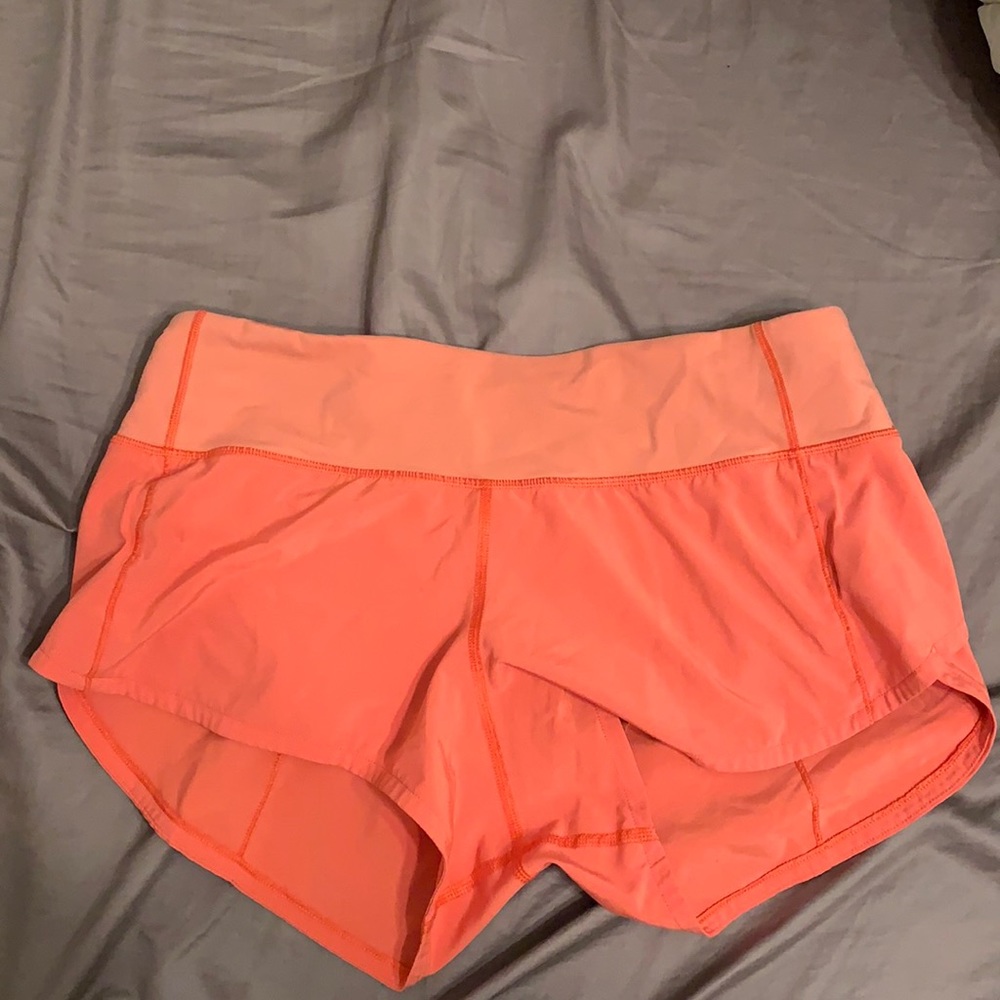 Lululemon shorts, coral color